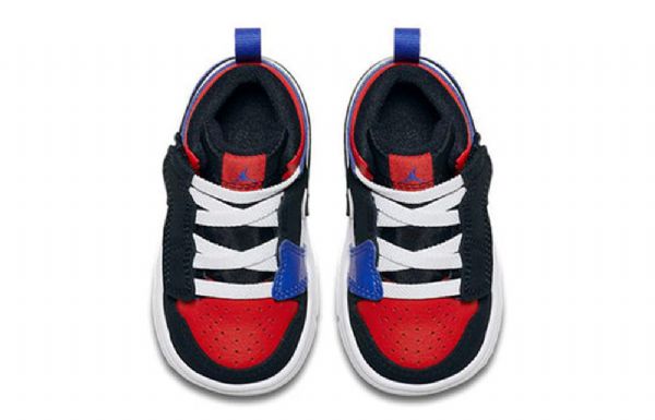Nike Air Jordan 1 Mid Tops Alt Td Sko Til Børn Sort Blå Hvid