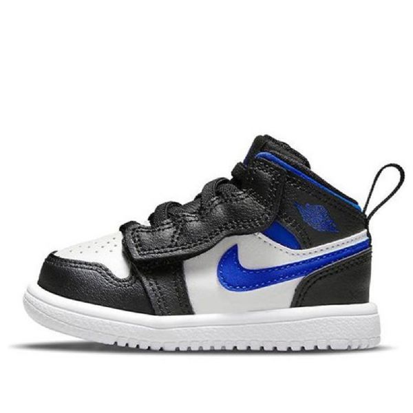 Nike Air Jordan 1 Mid Tops Alt Td Sko Til Børn Sort Blå Hvid