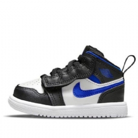 Nike Air Jordan 1 Mid Tops Alt Td Sko Til Børn Sort Blå Hvid