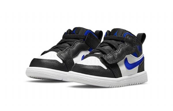 Nike Air Jordan 1 Mid Tops Alt Td Sko Til Børn Sort Blå Hvid