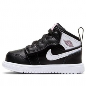 Nike Air Jordan 1 Mid Tops Alt Td Sko Til Børn Sort Hvid