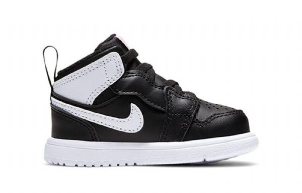 Nike Air Jordan 1 Mid Tops Alt Td Sko Til Børn Sort Hvid