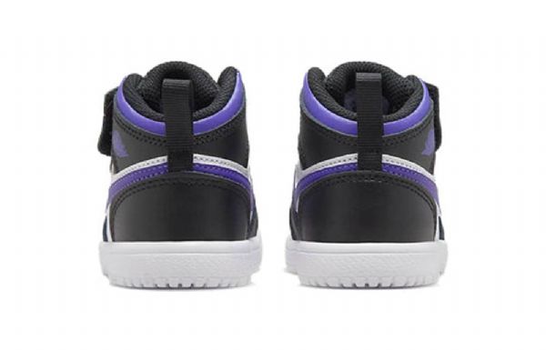 Nike Air Jordan 1 Mid Tops Alt Td Sko Til Børn Sort Hvid Lilla