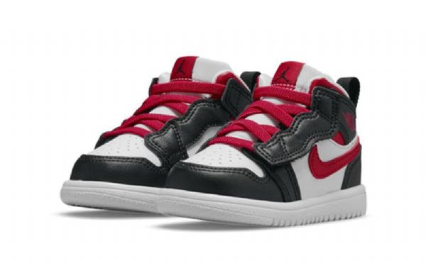 Nike Air Jordan 1 Mid Tops Alt Td Sko Til Børn Sort Rød