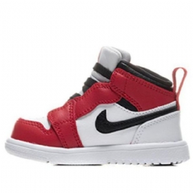 Nike Air Jordan 1 Mid Tops Alt Td Sko Til Børn Sort Rød Hvid