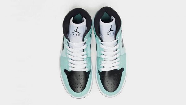 Nike Air Jordan 1 Mid Tops Aqua Tint Sko Til Mænd Blå