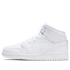 Nike Air Jordan 1 Mid Tops Bg Retro Basketball Sko Til Mænd Hvid