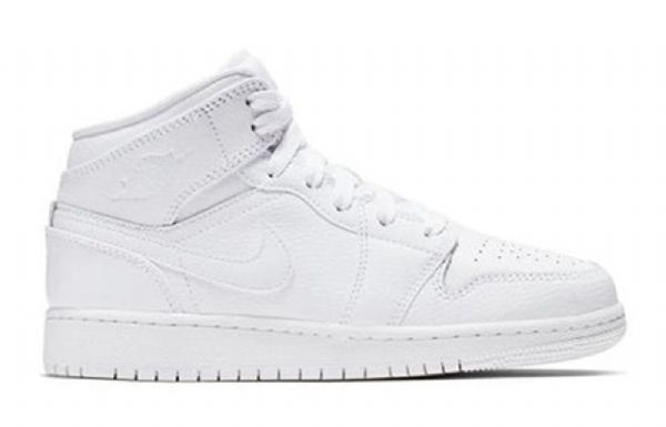 Nike Air Jordan 1 Mid Tops Bg Retro Basketball Sko Til Mænd Hvid