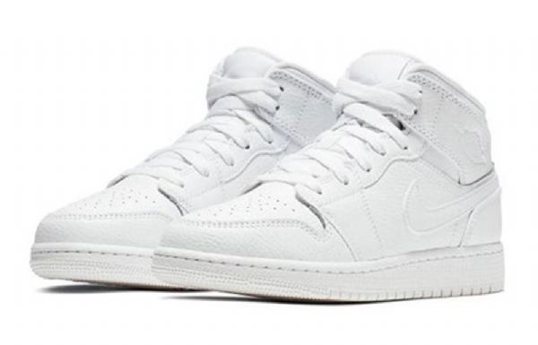 Nike Air Jordan 1 Mid Tops Bg Retro Basketball Sko Til Mænd Hvid