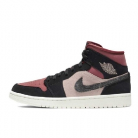 Nike Air Jordan 1 Mid Tops Canyon Rust Sko Til Damer Sort Burgund