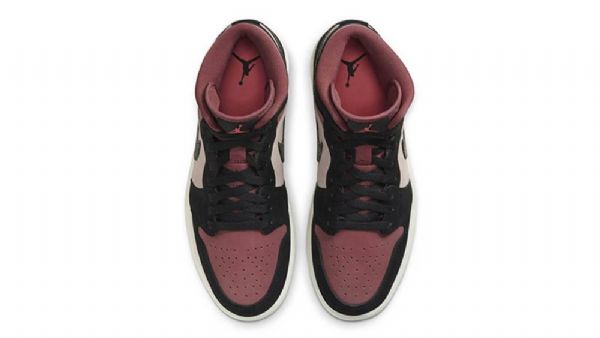 Nike Air Jordan 1 Mid Tops Canyon Rust Sko Til Damer Sort Burgund