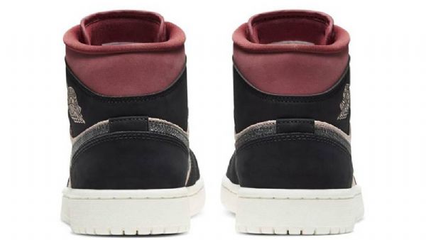 Nike Air Jordan 1 Mid Tops Canyon Rust Sko Til Damer Sort Burgund