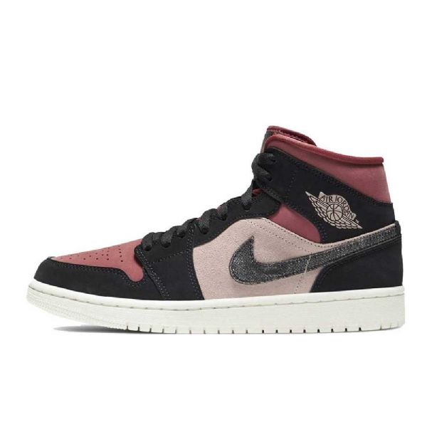 Nike Air Jordan 1 Mid Tops Canyon Rust Sko Til Mænd Sort Burgund
