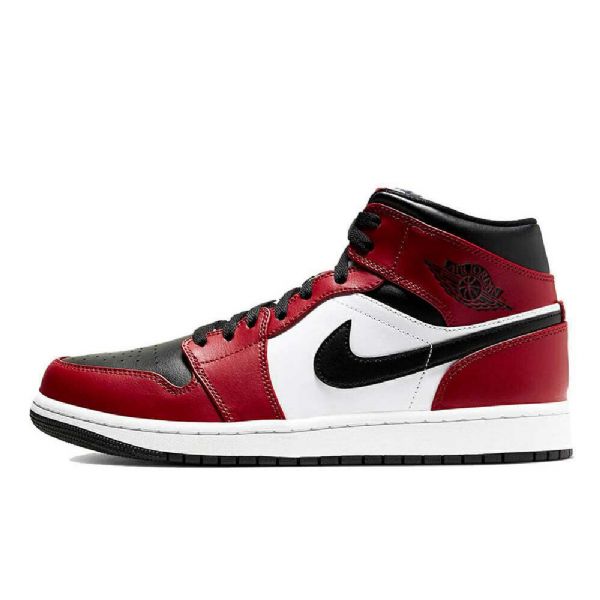 Nike Air Jordan 1 Mid Tops Chicago Toe Sko Til Mænd Sort Rød Hvid