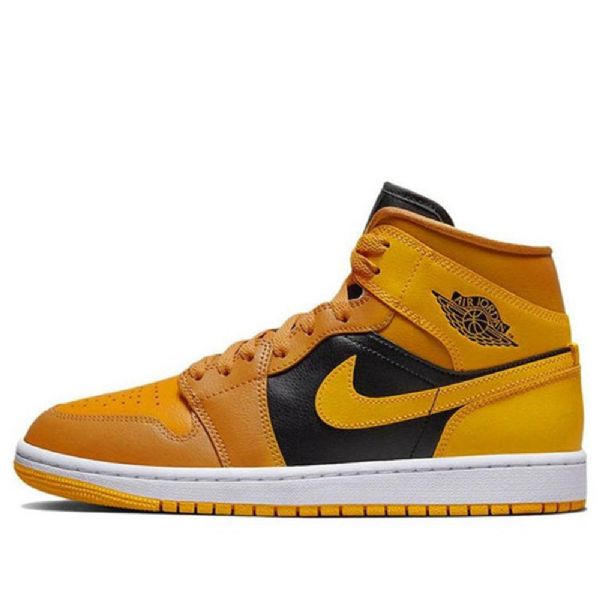 Nike Air Jordan 1 Mid Tops Chutney Taxi Retro Basketball Sko Til Damer Gul
