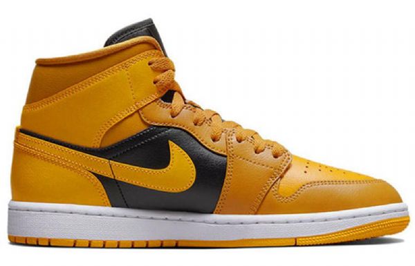 Nike Air Jordan 1 Mid Tops Chutney Taxi Retro Basketball Sko Til Damer Gul