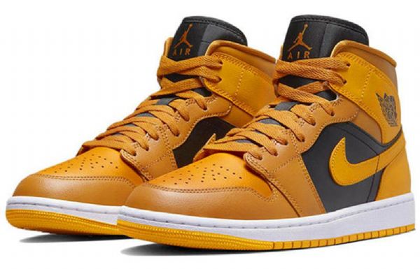 Nike Air Jordan 1 Mid Tops Chutney Taxi Retro Basketball Sko Til Damer Gul