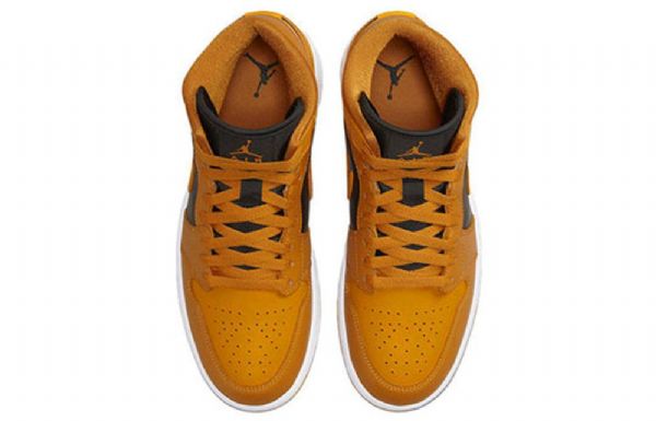 Nike Air Jordan 1 Mid Tops Chutney Taxi Retro Basketball Sko Til Damer Gul