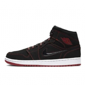 Nike Air Jordan 1 Mid Tops Come Fly With Me Sko Til Mænd Sort