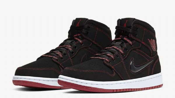 Nike Air Jordan 1 Mid Tops Come Fly With Me Sko Til Mænd Sort