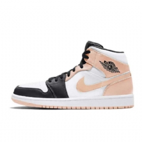 Nike Air Jordan 1 Mid Tops Crimson Tint Sko Til Mænd Coral Sort