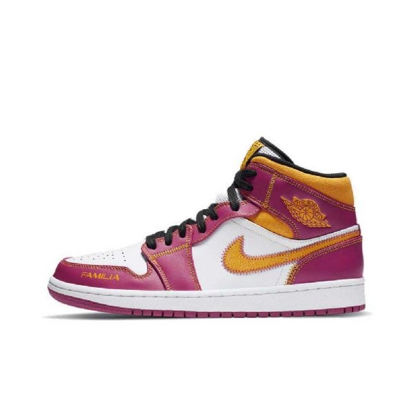 Nike Air Jordan 1 Mid Tops Dia De Muertos (day Of The Dead) Sko Til Mænd Lilla Hvid