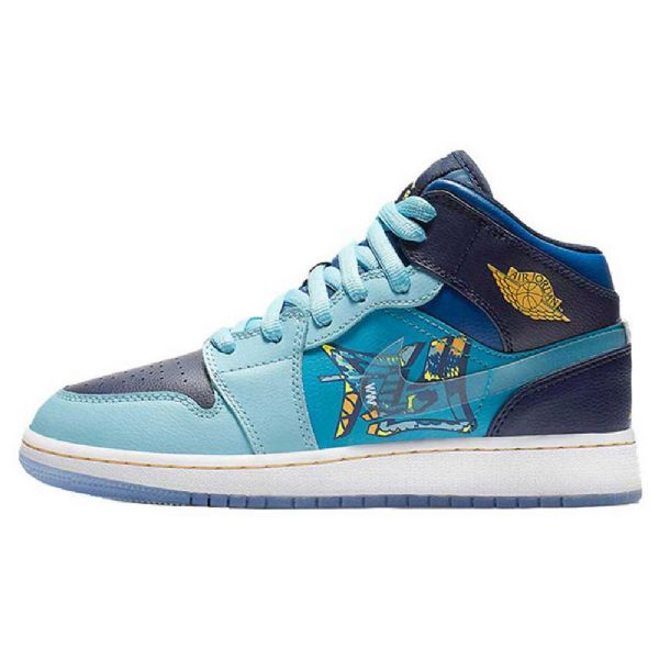 Nike Air Jordan 1 Mid Tops Fluesko Til Mænd Blå