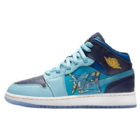 Nike Air Jordan 1 Mid Tops Fluesko Til Mænd Blå