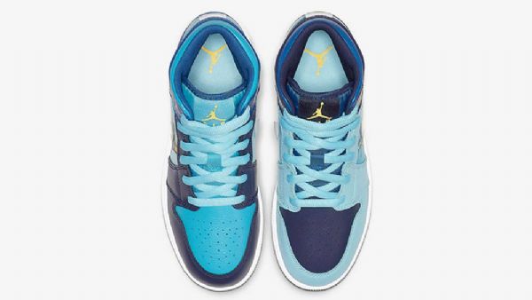 Nike Air Jordan 1 Mid Tops Fluesko Til Mænd Blå