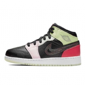 Nike Air Jordan 1 Mid Tops Glow In The Gs Sko Til Mænd Flerfarvet