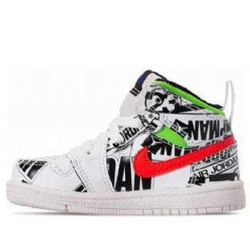 Nike Air Jordan 1 Mid Tops Graffiti Td Sko Til Børn Hvid