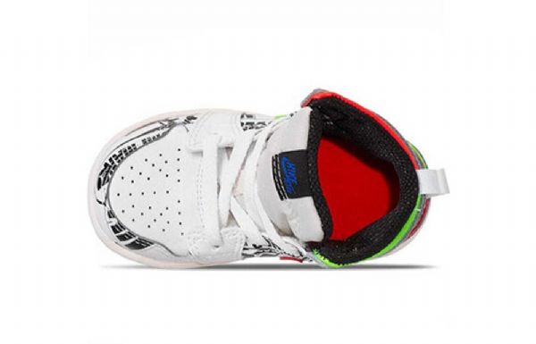 Nike Air Jordan 1 Mid Tops Graffiti Td Sko Til Børn Hvid