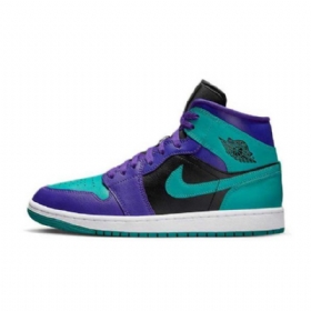 Nike Air Jordan 1 Mid Tops Grape Sko Til Damer Sort Grøn