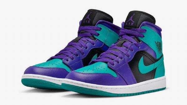 Nike Air Jordan 1 Mid Tops Grape Sko Til Damer Sort Grøn