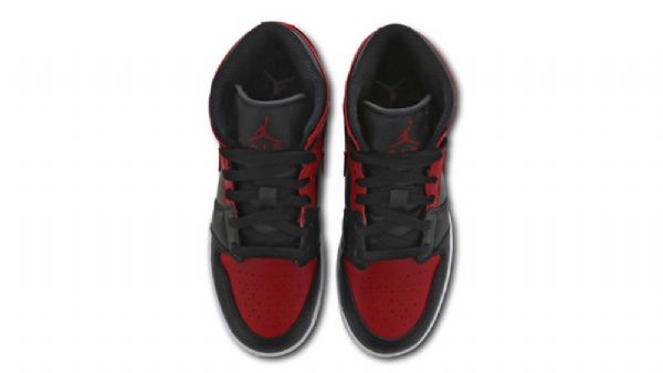Nike Air Jordan 1 Mid Tops Gs Banned Sko Til Mænd Sort Rød