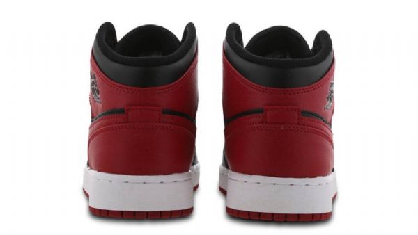 Nike Air Jordan 1 Mid Tops Gs Banned Sko Til Mænd Sort Rød