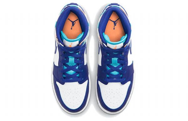 Nike Air Jordan 1 Mid Tops Gs Basketball Sko Til Mænd Blå Hvid