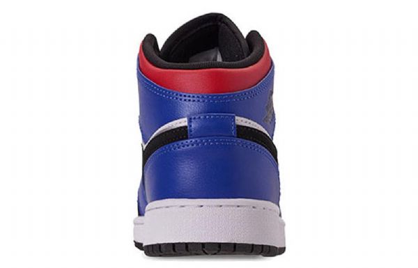 Nike Air Jordan 1 Mid Tops Gs Basketball Sko Til Mænd Blå Rød Hvid