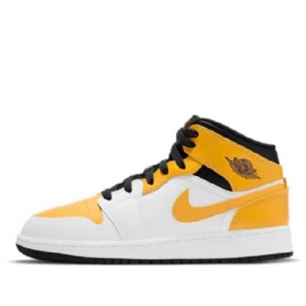 Nike Air Jordan 1 Mid Tops Gs Basketball Sko Til Mænd Guld