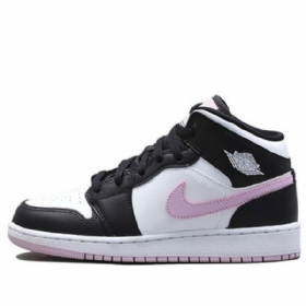 Nike Air Jordan 1 Mid Tops Gs Basketball Sko Til Mænd Hvid Lys Lyserød