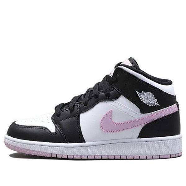 Nike Air Jordan 1 Mid Tops Gs Basketball Sko Til Mænd Hvid Lys Lyserød