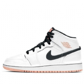 Nike Air Jordan 1 Mid Tops Gs Basketball Sko Til Mænd Hvid Orange