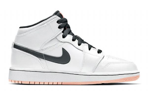 Nike Air Jordan 1 Mid Tops Gs Basketball Sko Til Mænd Hvid Orange