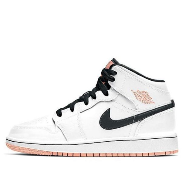Nike Air Jordan 1 Mid Tops Gs Basketball Sko Til Mænd Hvid Orange