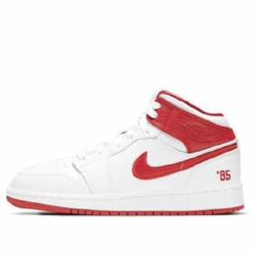 Nike Air Jordan 1 Mid Tops Gs Basketball Sko Til Mænd Hvid Rød