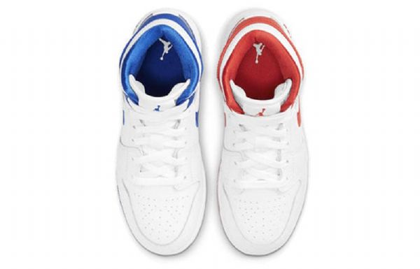 Nike Air Jordan 1 Mid Tops Gs Basketball Sko Til Mænd Hvid Rød