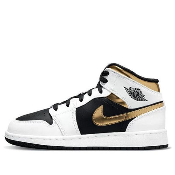 Nike Air Jordan 1 Mid Tops Gs Basketball Sko Til Mænd Hvidguld