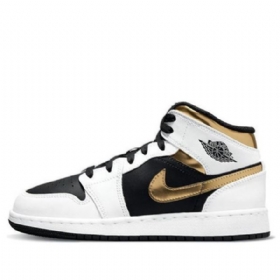 Nike Air Jordan 1 Mid Tops Gs Basketball Sko Til Mænd Hvidguld