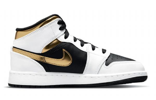 Nike Air Jordan 1 Mid Tops Gs Basketball Sko Til Mænd Hvidguld