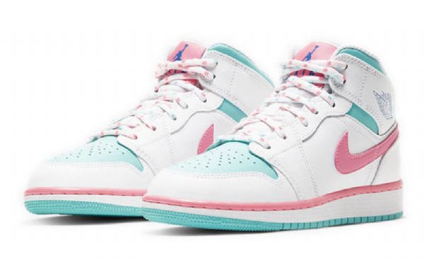 Nike Air Jordan 1 Mid Tops Gs Basketball Sko Til Mænd Lyserød